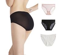 NMM Global Mulberry Silk Bikini Panties for Women, Ultra Breathable Underwear with 360 Stretch, Black, XL