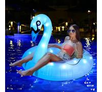 NMM Inflatable Swan Swimming Floats Adults with Lights, Solar Owered Swan Inflatable Pool Float, Pool Inflatables for Adults,Pool Inflatables Swimming Rings, Rubber Rings for Adults(106x106x92 cm)
