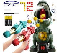 NMM Movable Dinosaur Shooting Toy for 4 5 6 7 8 Year Old Boys, Shooting Target Games Toy with 2 Air Pump Gun, 72 Foam Balls, LED Score Record, Spray, Sound for Boys Girls Christmas Birthday Gifts