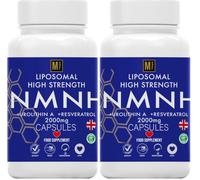 NMNH | 120 NAD+ Capsules | 2000mg 1-A-Day Tablet 4 Months Supply | NAD with Trans-Resveratrol & Urolithin A | Anti Ageing Liposomal Max Absorption | Vegan | No Fillers | UK Company (Pack of 2)