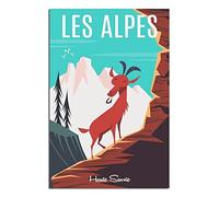 NMNM Alps Haute-Savoie Goat Vintage Travel Poster Canvas Art Wall Decor Poster Picture Print Painting Posters Gift 16x24inchs(40x60cm)