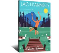 NMNM Lake Annecy Haute-Savoie Skyline Vintage Travel Poster Canvas Art Wall Decor Poster Picture Print Painting Posters Gift 8x12inchs(20x30cm)