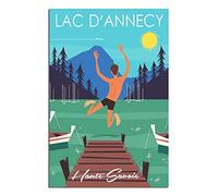 NMNM Lake Annecy Haute-Savoie Skyline Vintage Travel Poster Canvas Art Wall Decor Poster Picture Print Painting Posters Gift 8x12inchs(20x30cm)