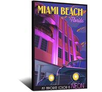 NMNM Miami Beach Florida Vintage Travel Poster Canvas Art Wall Decor Poster Picture Print Painting Posters Gift 20x30inchs(50x75cm)