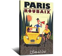 NMNM Paris France Bicycle Vintage Travel Poster Canvas Art Wall Decor Poster Picture Print Painting Posters Gift 16x24inchs(40x60cm)