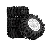 NMNRC Plastic RC Short Course Truck Wheels and Rubber Tires & 12MM 14MM 17MM Hex Kit for 1/10 Axial SCX10 II III Redcat Gen7 Gen8 TRX4 Senton Slash 4×4 2WD Series Upgrade Part White
