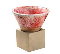 NMOWYBPY Ceramic Coffee Cups with Base 100ml Triangular Cone Shape, D | Rough Pottery Water Cup Japanese Latte Pull Flower Porcelain-Cup for Household Kitchen Supplies