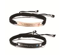 NMQLX Stainless Steel Couple Bracelets: His Queen Her King Braided Bracelets Matching Set with Adjustable Rope, Non-Precious Metal, no gemstone