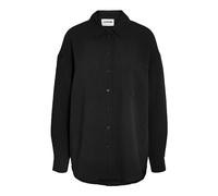 Noisy may Women's Nmripple L/S Oversized Shirt WVN Noos Long Sleeve Blouse, Black, M