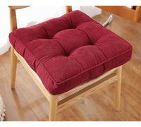 NMVAWIPT Chair Cushion With Ties For Dining Chairs - Corduroy Reversible Seat Pad 18x18 Inch, Thick 3.5" Non-Slip Back, Soft(Wine Red)