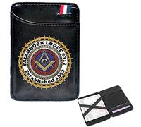 NMVAWIPT Men's Fashion Slim Pocket Wallets with RFID Blocking, Mini Bifold Wallets Short Leather Money Clips Credit Card Purse, Freemasons Masonic Symbol Cash Holder,Black,Style6