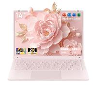 Nmybwo 14''Pink Laptop 16GB DDR4 RAM 1TB SSD,2K UHD (2160 * 1440) IPS Display Laptop, Celeron N150 CPU (Up to 3.6 Ghz) Win 11 Portable PC/WiFi 5,Type-C,3MP Camera,6000Mah,BT5.0,Fingerprint (16G+1TB)