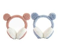 NN/A Winter Warm Earmuffs Sonwaha 2 PCS Plush Fluffy Fleece Ear Warmer Bear Ear Earmuffs for Christmas Women Kids Girls Adults Outdoor
