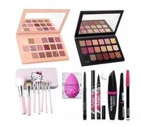 NN Makeup Eyeshadow Palette Nude Rose Gold 18 Shades Brushes Pack of 7 Eyeliner and Kajal and 3 in 1 Mascara. Set Beauty Blendor (Multi),