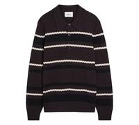 NN07 Alfie Striped Cotton Polo Jumper - Black - S