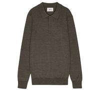 NN.07 Mens Emerson Long Sleeve Wool Knitted Polo Shirt - Colour: 354 Dark Army - Size: Medium