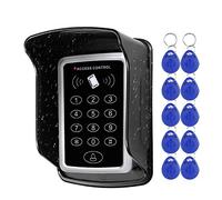 NN99 RFID Keypad Access Control System, 125KHz EM Card Reader, Waterproof Rainproof Cover, 10pcs RFID Keyfobs Tags - Metallic, Black - For Home, Apartment, Office