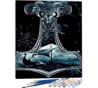 NNALEGS Paint by Numbers for Adults Norse Mythology Vikings Odins Ravens 40X50CM Painting by Numbers On Canvas Acrylic Painting Kits Landscape for Kids Children Beginner,E3