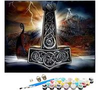 NNALEGS Paint by Numbers for Adults Norse Mythology Vikings Odins Ravens 40X50CM with Frame Painting by Numbers On Canvas Acrylic Painting Kits Landscape for Kids Children Beginner,A20