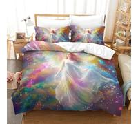 NNAWFJXG Angel 3D Printed Quilt Cover Set 3 Pieces Bedspread Soft Microfiber with Zipper Closure，Pillowcases for Kids Girls Boys Adults Bedroom Double（200x200cm）