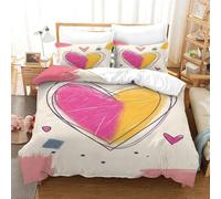 NNAWFJXG Heart Shaped Pattern 3D Print Bedding Sets Duvet Cover Soft Microfiber 3 Pieces Set Love Quilt Cover with Zipper Closure Comforter Cover with Pillowcases for Boys Girls Single（140x200cm）