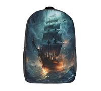 NNAWFJXG Pirate Ship Backpacks Kids School Backpack School Bag 3D Printed Cartoon Anime School Bags for Boys Elementary And Middle School Students 17inch