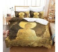 NNAWFJXG The Buddha Duvet Cover 3D Bedding Set Artistic Style Comforter Cover Microfiber 3 Pieces Set Quilt Cover with Zipper Closure Soft with Pillowcases for Boys Girls King（220x240cm）