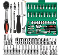 NNBINK Ratchet Tool and Case 46pc Drive Socket Set 1/4 Inch Ratchet Wrench Set Mechanic Tool Kits for Auto Repair Hous with Sockets Metric Hex Bit Socket Set