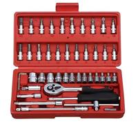NNBINK Ratchet Tool and Case 46PC Socket Wrench Set Motorcycle Auto Car Repair Tool Ratchet Torque for Combo Mechanical Tools Box Hand Tools
