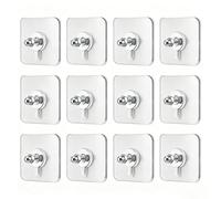 NNBWLMAEE 12/16/24/30 Pcs Non-Trace Screw Hook Stickers, No-Drill Adhesive Wall Hooks, Nail Free Stickers, Self Adhesive Screw Hooks for Picture Hanging, Bathroom Kitchen Home Office (16mm,12Pcs)