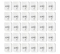NNBWLMAEE 12/16/24/30 Pcs Non-Trace Screw Hook Stickers, No-Drill Adhesive Wall Hooks, Nail Free Stickers, Self Adhesive Screw Hooks for Picture Hanging, Bathroom Kitchen Home Office (30Pcs,12mm)