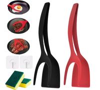 NNBWLMAEE 2 in 1 Spatula Tong Egg Spatula, 2 in 1 Grip and Flip Spatula Tongs, 2 in 1 Egg Spatula, Fish Pancake French Toast Omelet Making Tool Meat Spatula for Home Kitchen Cooking Baking (2Pcs-A)