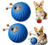 NNBWLMAEE 2025 Newly Upgraded 2 in 1 Interactive Dog Toys Dog Ball ＆ Pet Feeder with Fruit Plush Cover, To Keep Dogs Busy for/Small/Medium/Large, USB Rechargeable (2Blue)