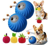 NNBWLMAEE 2025 Newly Upgraded 2 in 1 Interactive Dog Toys Dog Ball ＆ Pet Feeder with Fruit Plush Cover, To Keep Dogs Busy for/Small/Medium/Large, USB Rechargeable (2Blue+3Mix)