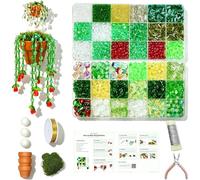 NNBWLMAEE 5500 PCS DIY Beaded Plant Kit, Green Beads for Beaded Plants, Forever Plant Kit for DIY Plants Making, Leaf Beads for Jewelry Making, Crystal Leaf Bead for Lovers and Crafters (D-1)