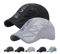 NNBWLMAEE Aeromesh Sport Cap, Sport Hat - Breathable Mesh Design, Low-Profile Fit Adjustable, Quick Dry Baseball Cap (2PCS-B)