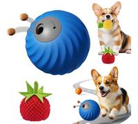 NNBWLMAEE Barkzys Zoomie Buddy 2.0, [2025 Newly Upgraded] 2 in 1 Interactive Dog Toys Dog Ball ＆ Pet Feeder with Fruit Plush Cover, To Keep Dogs Busy for/Small/Medium/Large, USB Rechargeable (Blue+B)