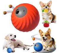 NNBWLMAEE Barkzys Zoomie Buddy 2.0, [2025 Newly Upgraded] 2 in 1 Interactive Dog Toys Dog Ball ＆ Pet Feeder with Fruit Plush Cover, To Keep Dogs Busy for/Small/Medium/Large, USB Rechargeable (Orange)