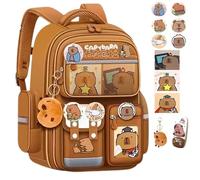 NNBWLMAEE Capybara Backpack, Capybara Cute Kawaii Kapibala Kids School Backpack, Waterproof, with Reflective Strips, Aesthetic School Bag for Girls Kids Boys Teenage (A)