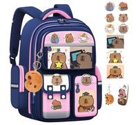 NNBWLMAEE Capybara Backpack, Capybara Cute Kawaii Kapibala Kids School Backpack, Waterproof, with Reflective Strips, Aesthetic School Bag for Girls Kids Boys Teenage (J)