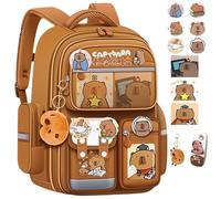 NNBWLMAEE Capybara Backpack, Capybara Cute Kawaii Kapibala Kids School Backpack, Waterproof, with Reflective Strips, Aesthetic School Bag for Girls Kids Boys Teenage (D)