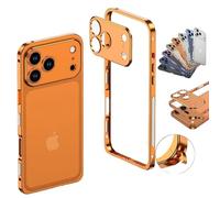 NNBWLMAEE ChubbyCase Ultra-Thin Metal Frame Heat Dissipation Case with Lens Protector, Aluminum Alloy Cooling Bumper Frame Phone Case, for Iphone 17/16 Series (Orange,16pm)
