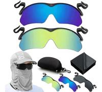 NNBWLMAEE Clip Cap Sports Sunglasses, Can Be Clipped on the Hat Cap, For Cycling, Hiking, Fishing & Golf And Other Outdoor Activities (2Pcs-C)
