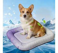 NNBWLMAEE Cooling Gel Mat for Pets Summer Heat Relief Pad Breathable Non-Toxic Cool Sleeping Mat, Foldable Cooling Pad Self Heat Relief Cooling Technology, Washable Scratch for Dogs Cats (Purple,XL)