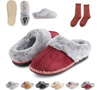 NNBWLMAEE Dreamtoe Slippers, Women's Microsuede Indoor Outdoor Slippers, Winter Slippers for Women (Red, Adult, Women, 4, Numeric Range, UK Footwear Size System, 5, Narrow)