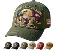 NNBWLMAEE Eagle & Liberty - United States 250th Anniversary Hat, Adjustable Bald Eagle Printed Patriotic Baseball Cap (Green)