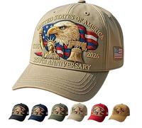 NNBWLMAEE Eagle & Liberty - United States 250th Anniversary Hat, Adjustable Bald Eagle Printed Patriotic Baseball Cap (Khaki)