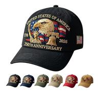 NNBWLMAEE Eagle & Liberty - United States 250th Anniversary Hat, Adjustable Bald Eagle Printed Patriotic Baseball Cap (Black)