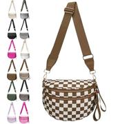 NNBWLMAEE Elysir Crossbody Bag, Checkered Bum Bag, Belt Bag with Large Capacity, Waterproof Oxford Cloth Wallet for Women (J)