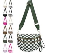NNBWLMAEE Elysir Crossbody Bag, Checkered Bum Bag, Belt Bag with Large Capacity, Waterproof Oxford Cloth Wallet for Women (G)